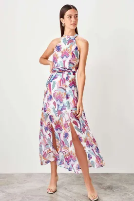 11663 Multi Colour Double Slit Dress