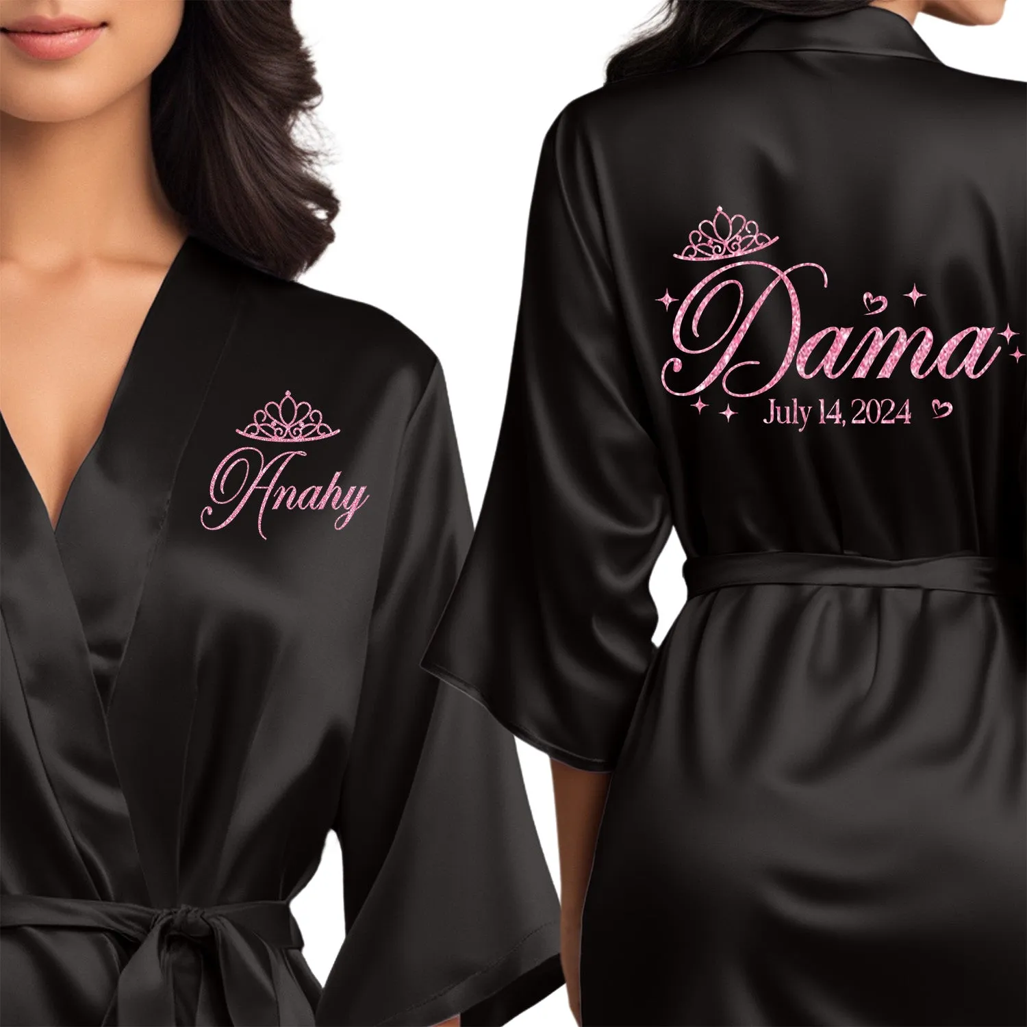 Black Mis Quince Años Robes, Pretty Quinceañera Robes, Robes for Mama de Quince | Quinceañera Gift