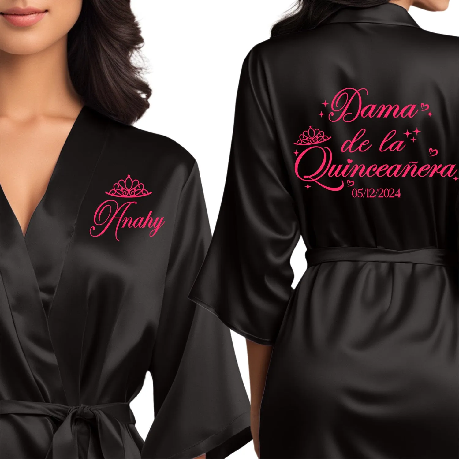 Black Mis Quince Años Robes, Pretty Quinceañera Robes, Robes for Mama de Quince | Quinceañera Gift