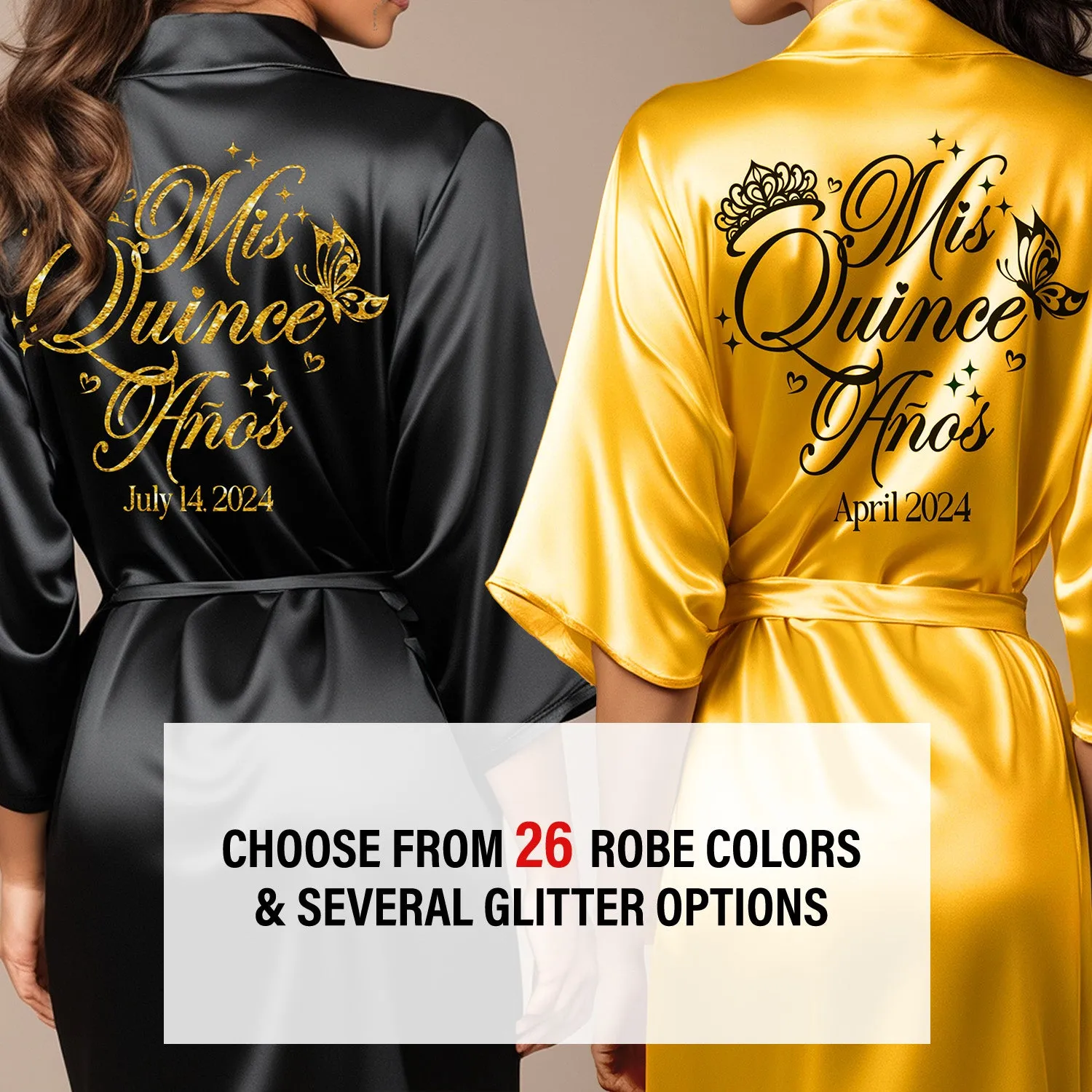 Black Mis Quince Años Robes, Pretty Quinceañera Robes, Robes for Mama de Quince | Quinceañera Gift