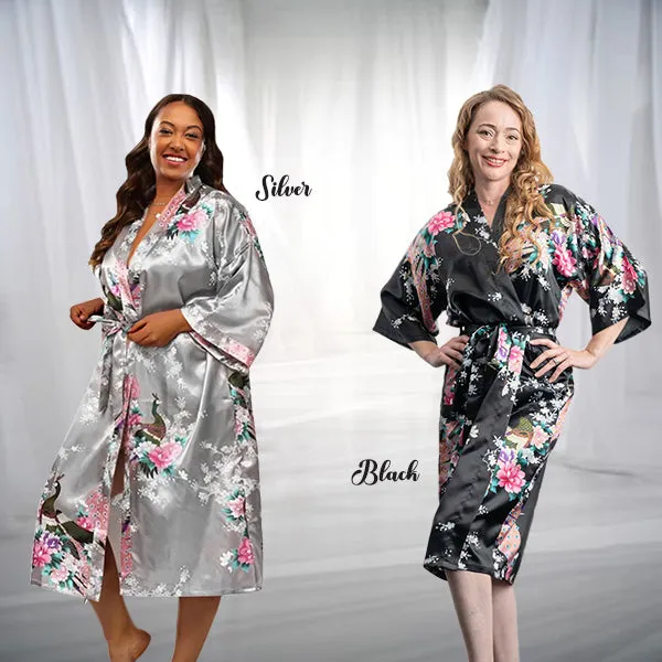 Bridesmaid Robe Set of 10, Floral, Womens Sizes 2-18, Mid Length