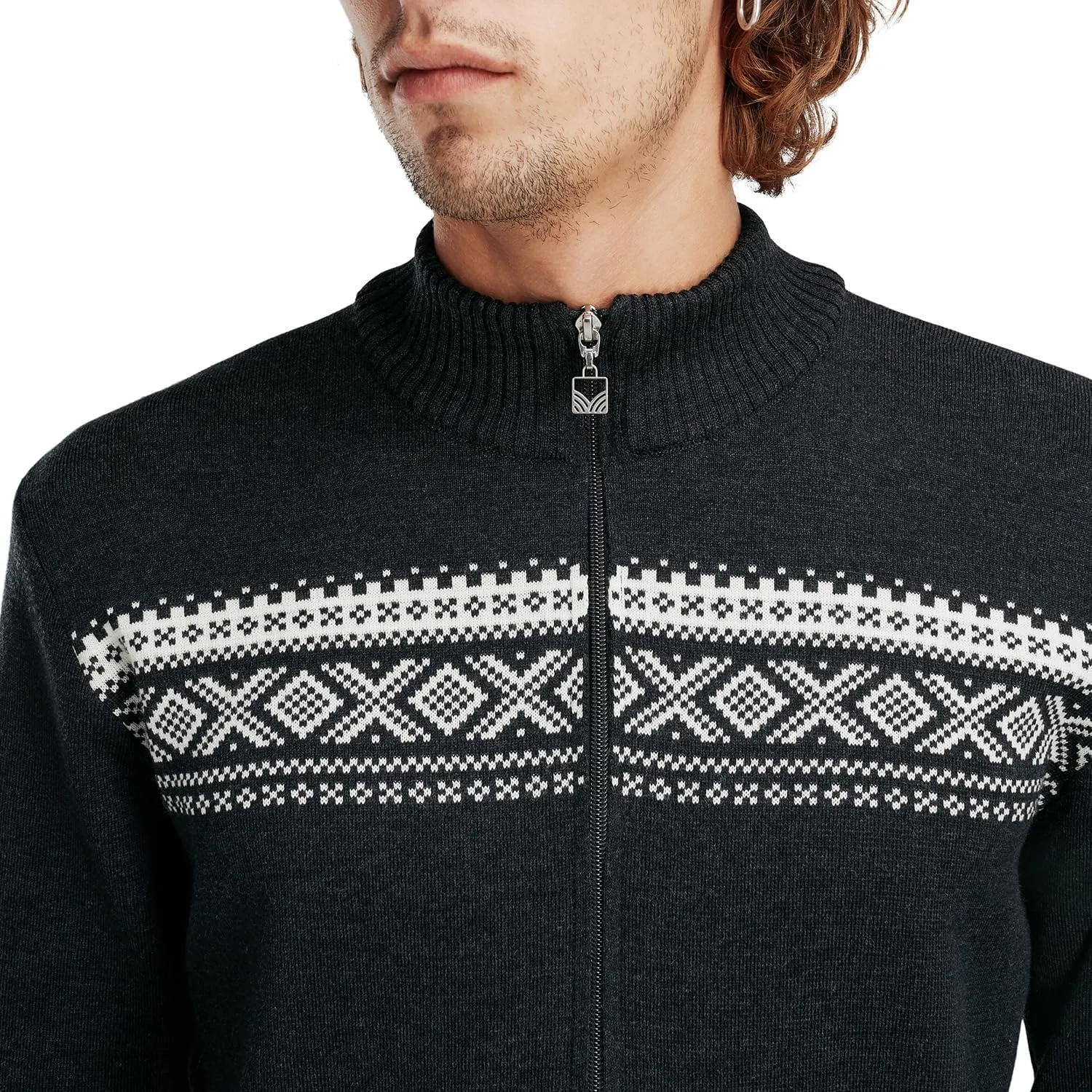 Dalestolen Jacket Dale of Norway Sweater, Dark Charcoal/Off-White