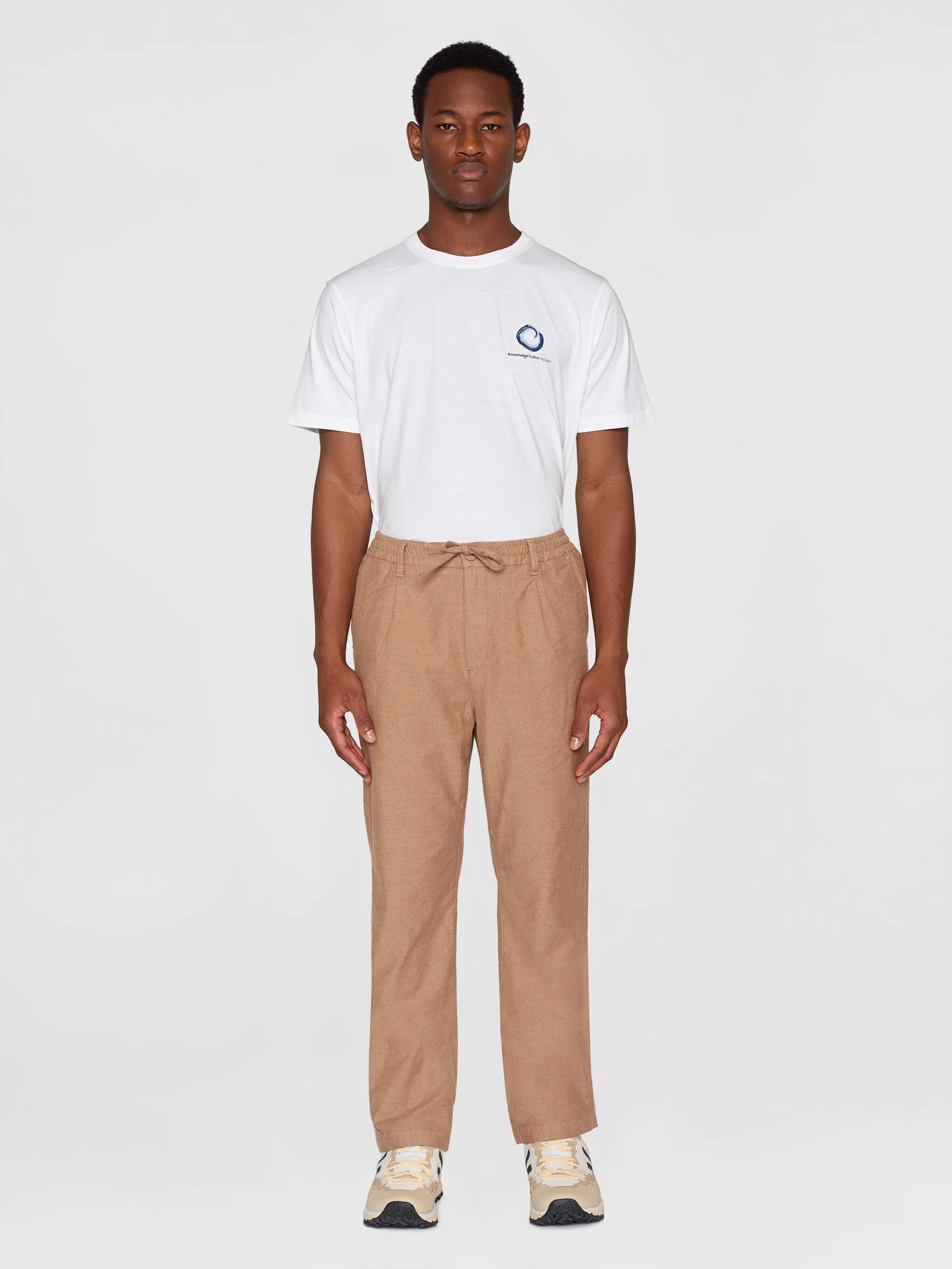 FIG loose flannel chino pants - Kelp melange