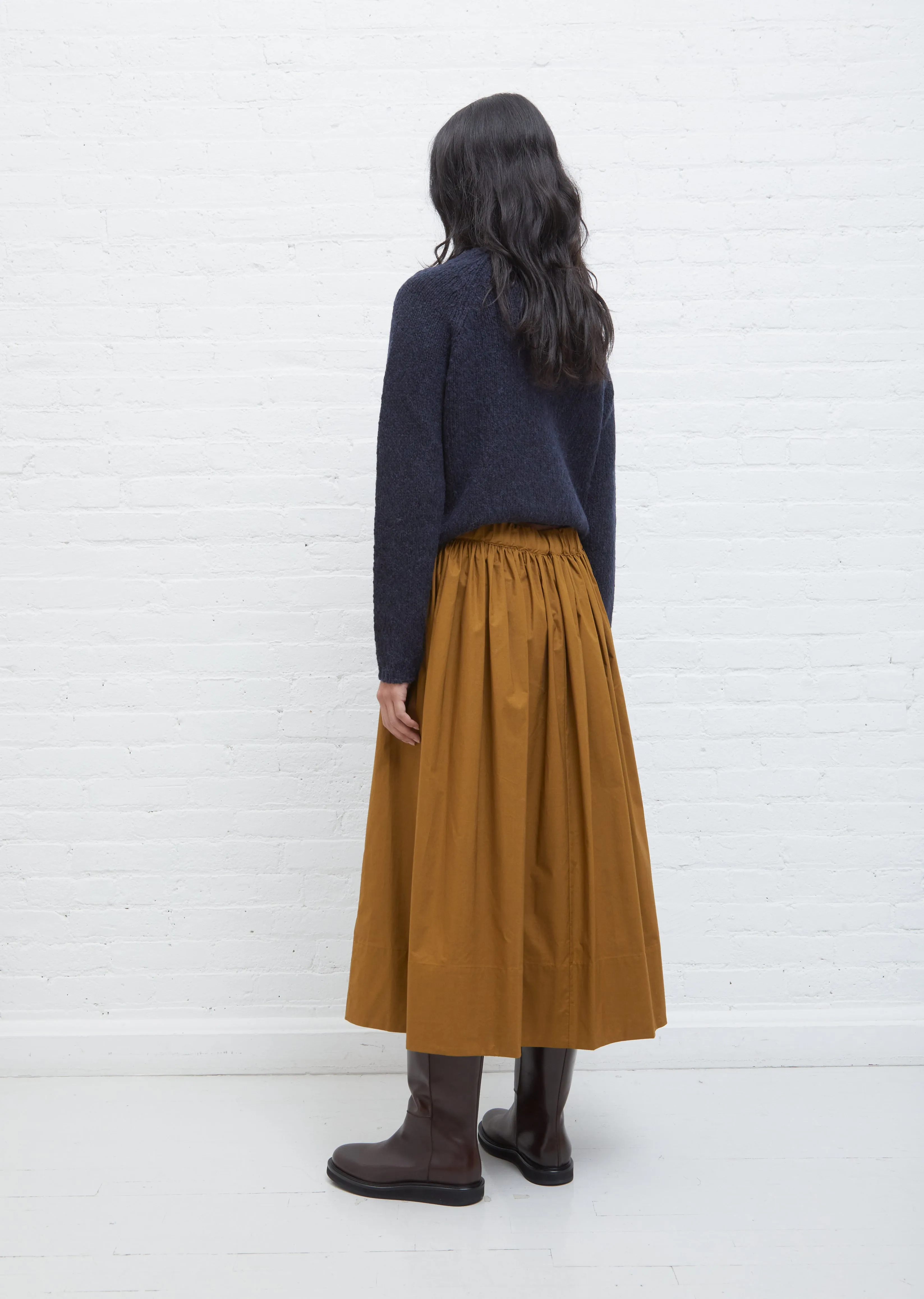 Gathered Cotton Skirt — Olive