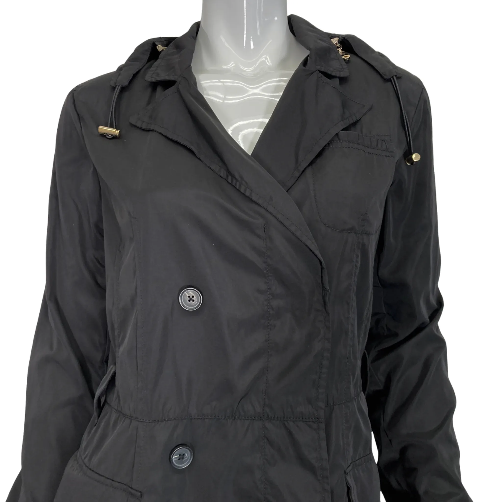 Henri Bendel Black Sleek Trench Raincoat