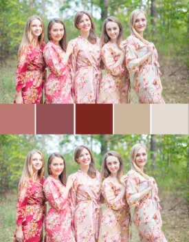 Marsala and Nude Wedding Colors Bridesmaids Robes