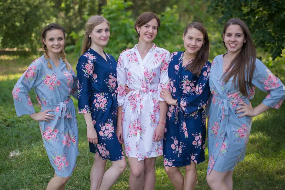 Navy Blue and Gray Wedding Colors Bridesmaids Robes