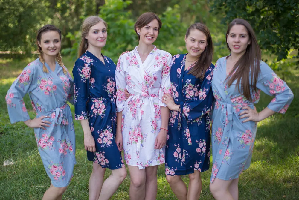 Navy Blue and Gray Wedding Colors Bridesmaids Robes