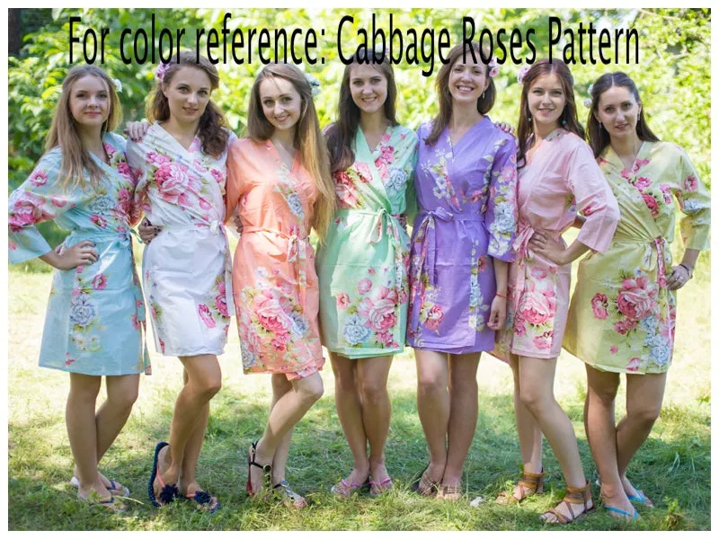 Peach Cabbage Roses Pattern Bridesmaids Robes