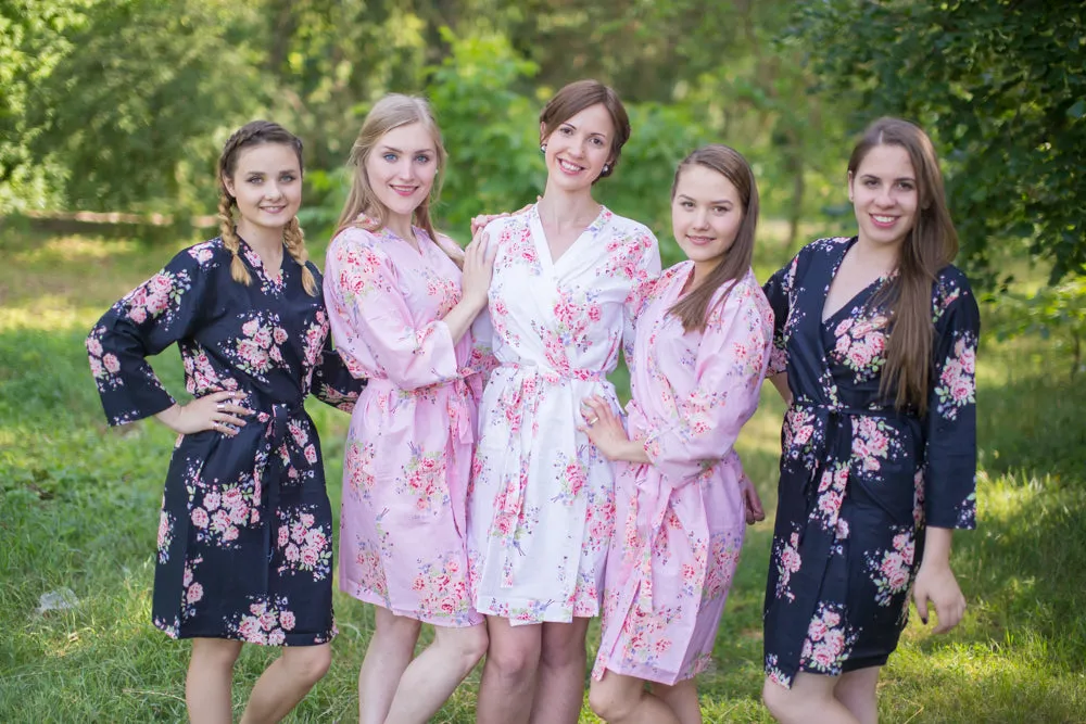 Pink and Black Wedding Colors Bridesmaids Robes