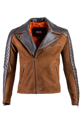 REBEL CR Leather Jacket Cafe Nubuck Brown quilted