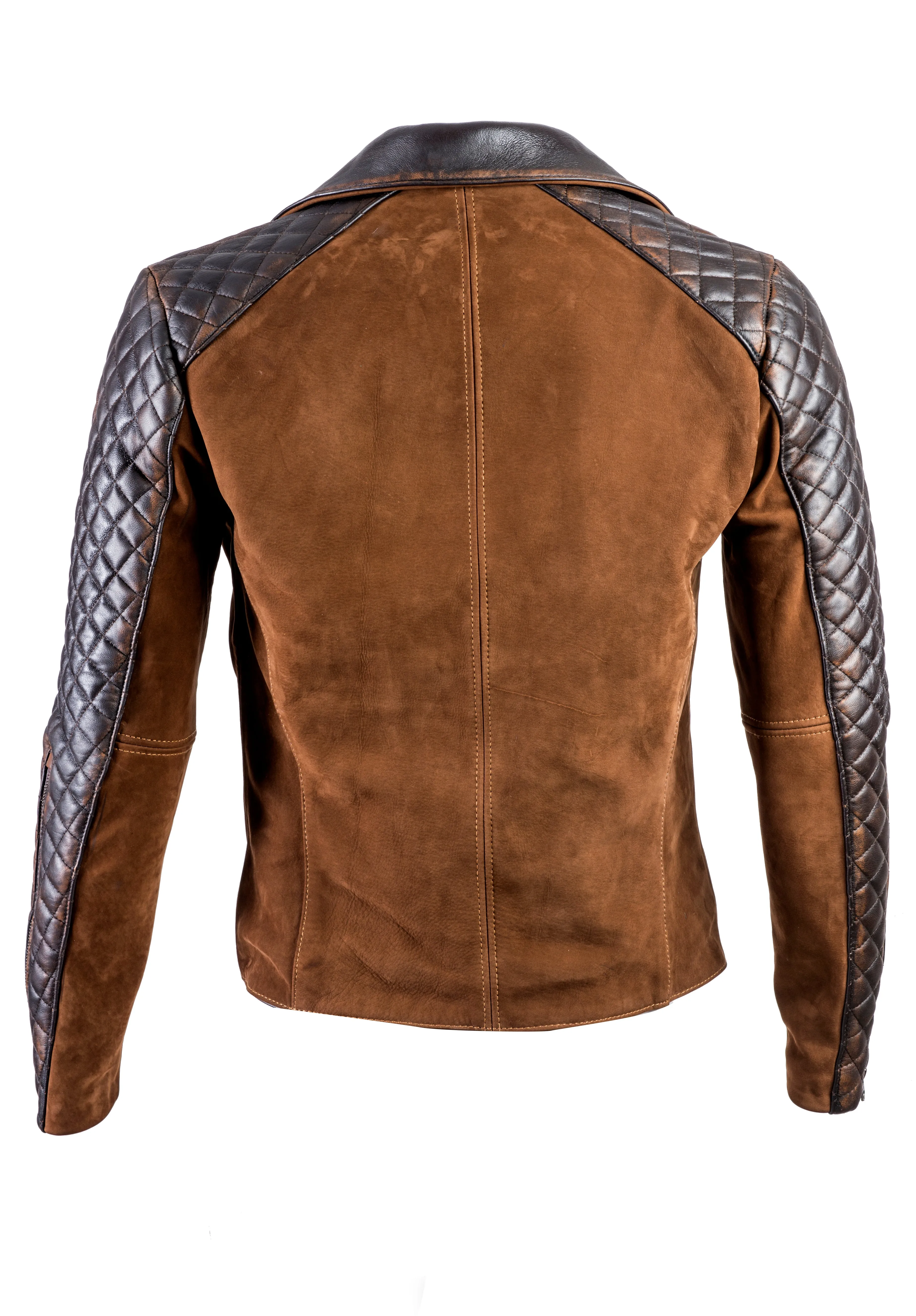 REBEL CR Leather Jacket Cafe Nubuck Brown quilted