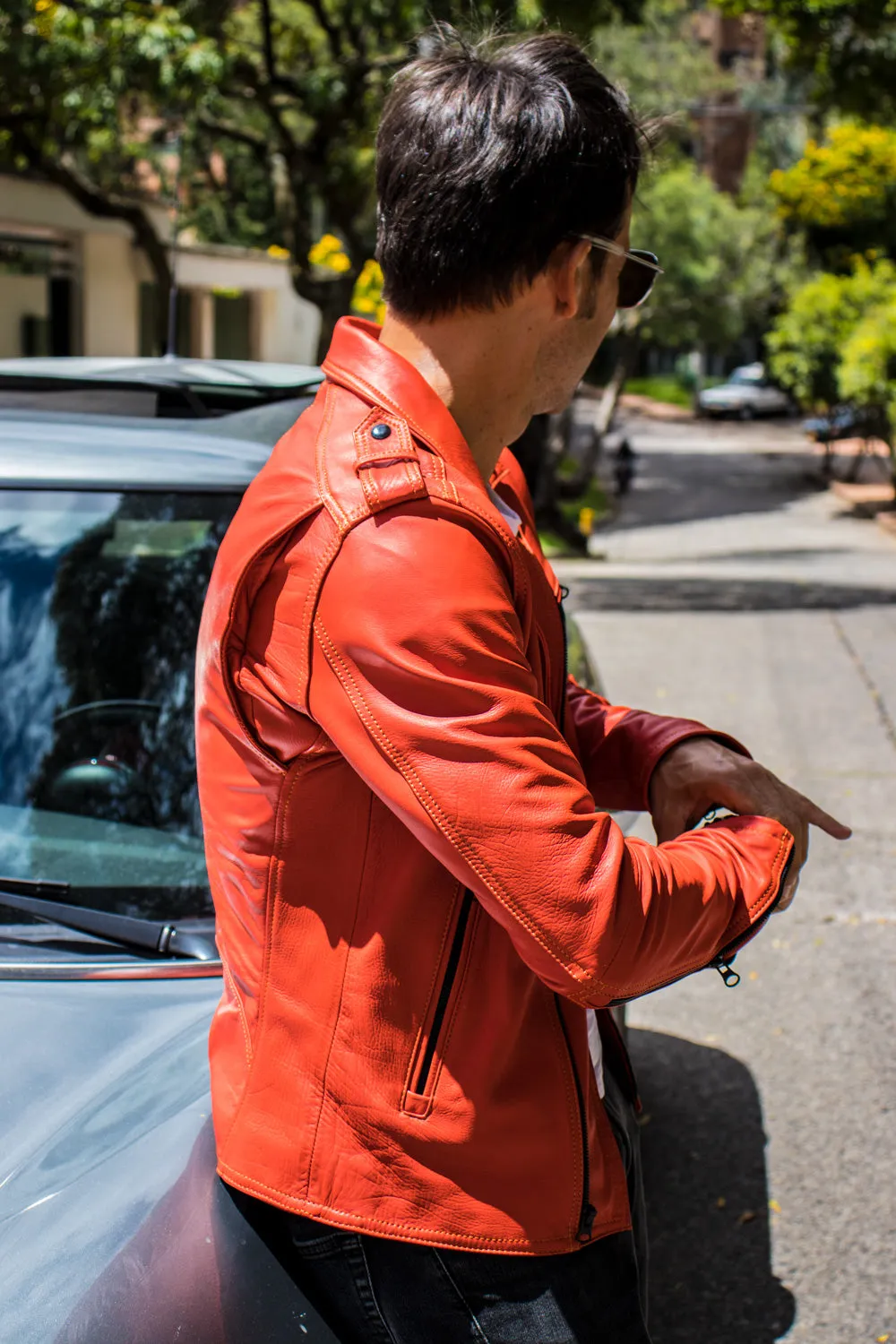 Rebel II Vintage Leather Jacket in Luxurious Orange - Limited Edition