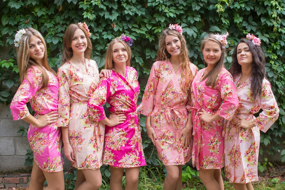 Shades of Pink Wedding Colors Bridesmaids Robes