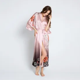 Silk Botan Long Kimono Robe