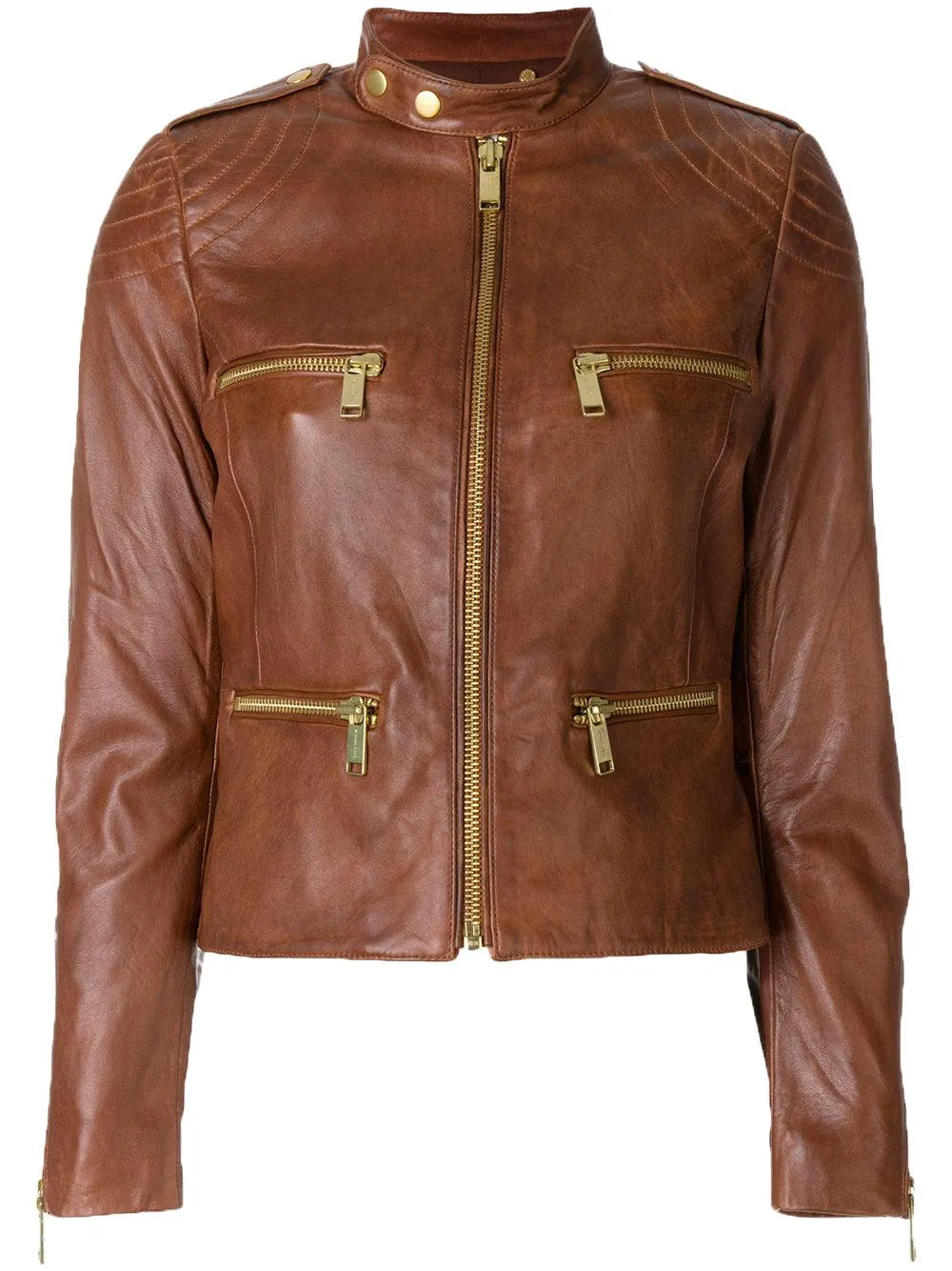 Women Real Lambskin Leather Biker Jacket KW529