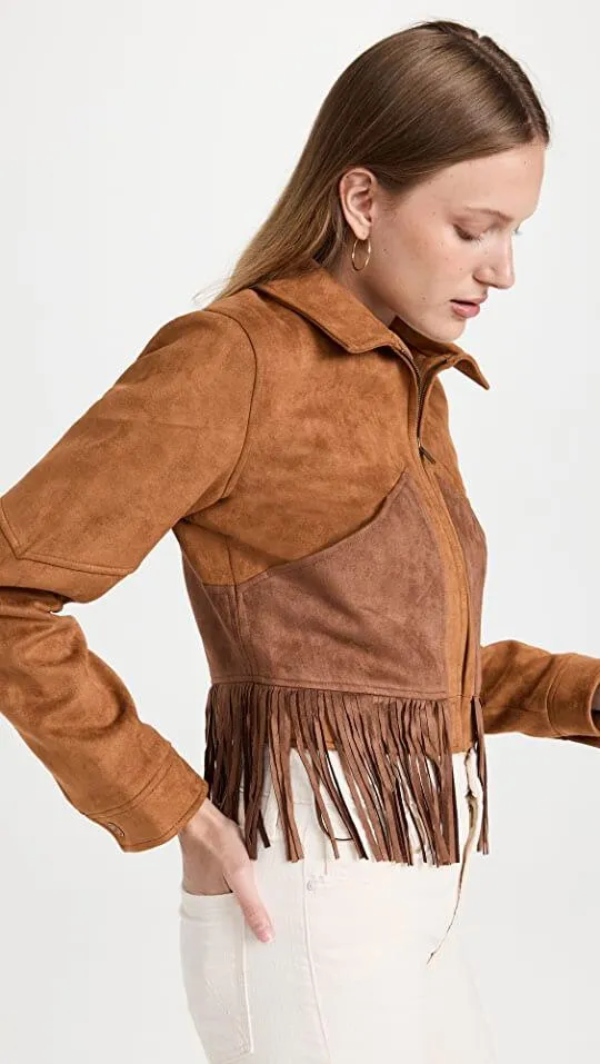 Womens The Peaking Fringe Leather Jacket