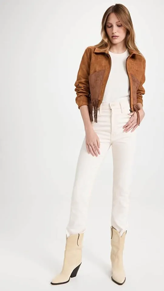 Womens The Peaking Fringe Leather Jacket