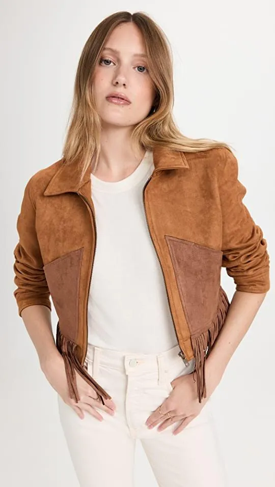 Womens The Peaking Fringe Leather Jacket